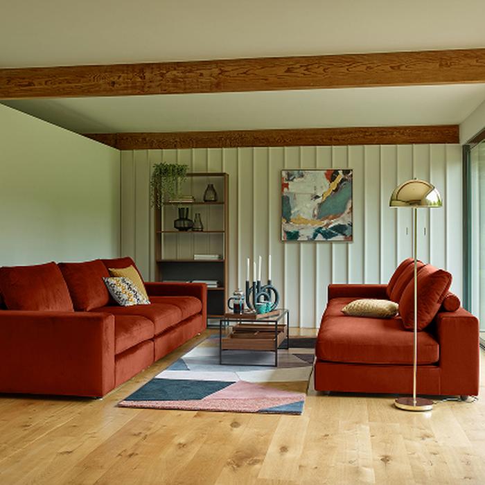 Rust velvet modular sofa