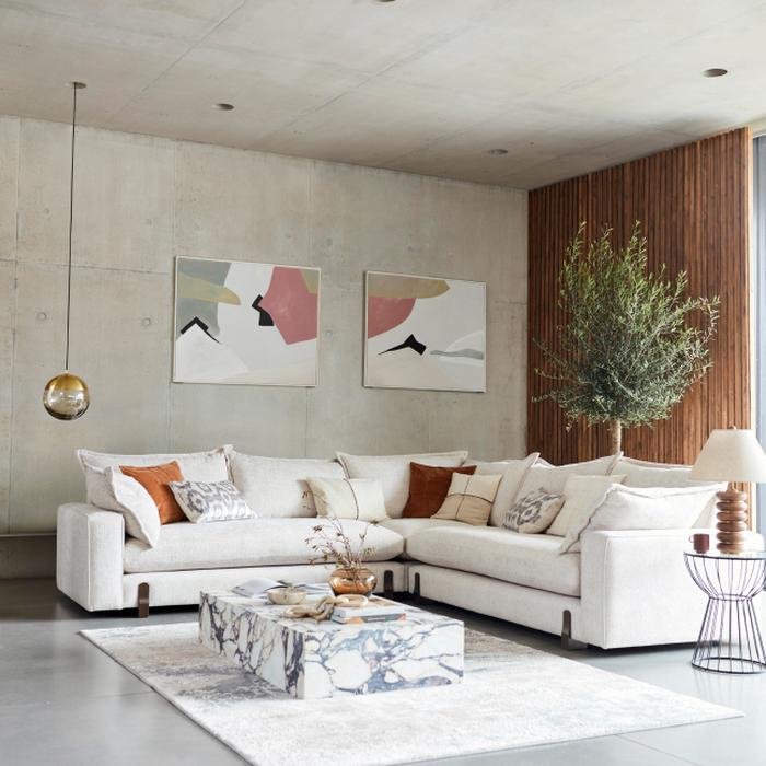 The Platinum Collection Lorenza corner sofa in Cream and Burgundy Combination