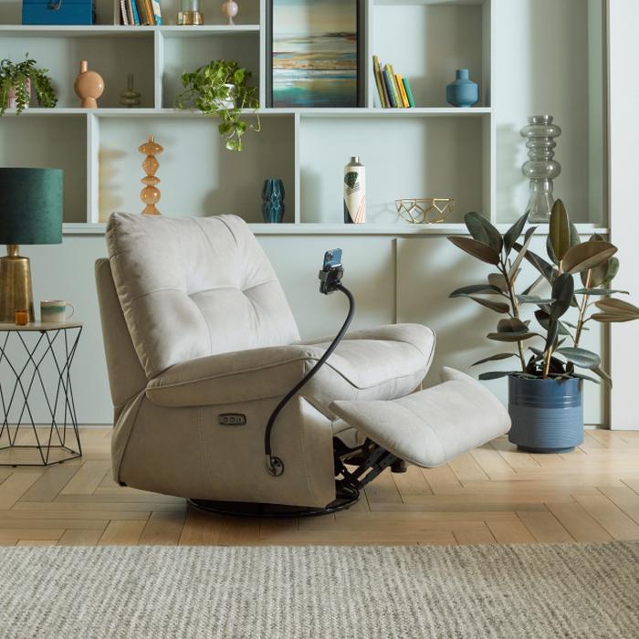 Resilience Hexis Power Recliner Chair in Misty