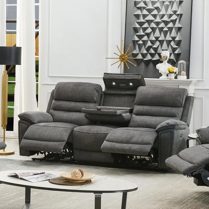 Resilience Lawson 3 Seater Power Recliner and Table in Grey