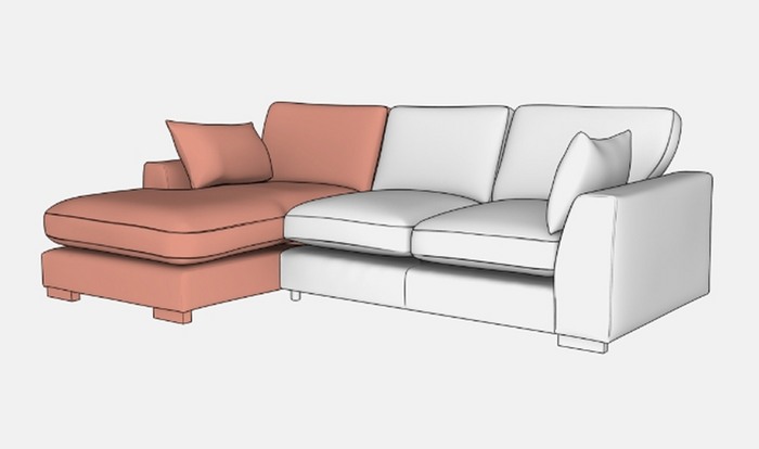 Left hand facing chaise sofa illustration