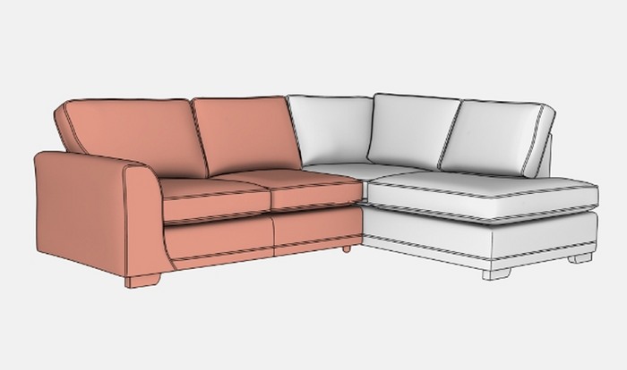 Left hand facing open end corner sofa illustration