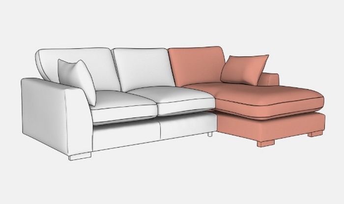 Right hand facing chaise sofa illustration