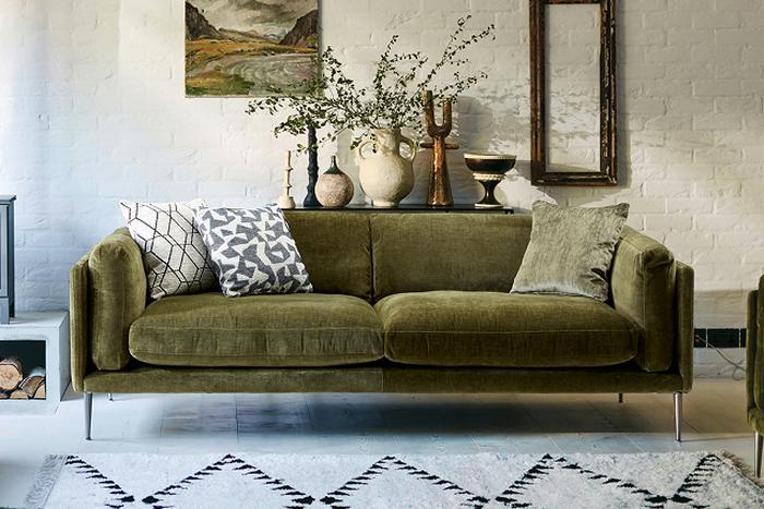Grand Designs Amersham 4 Seater Chenille Sofa in green