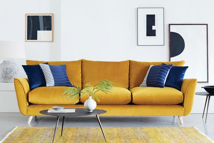 Grand Designs Edinburgh Velvet Grand Sofa in Mustard
