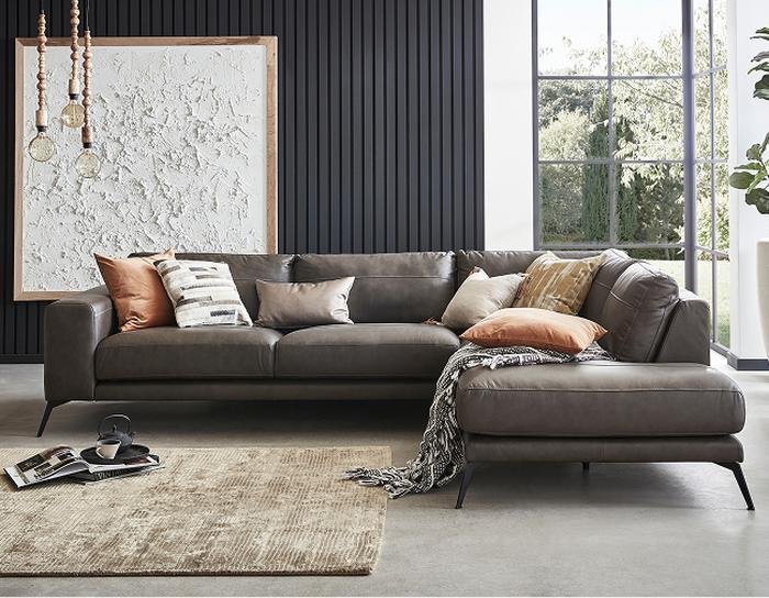 Nuela leather corner sofa