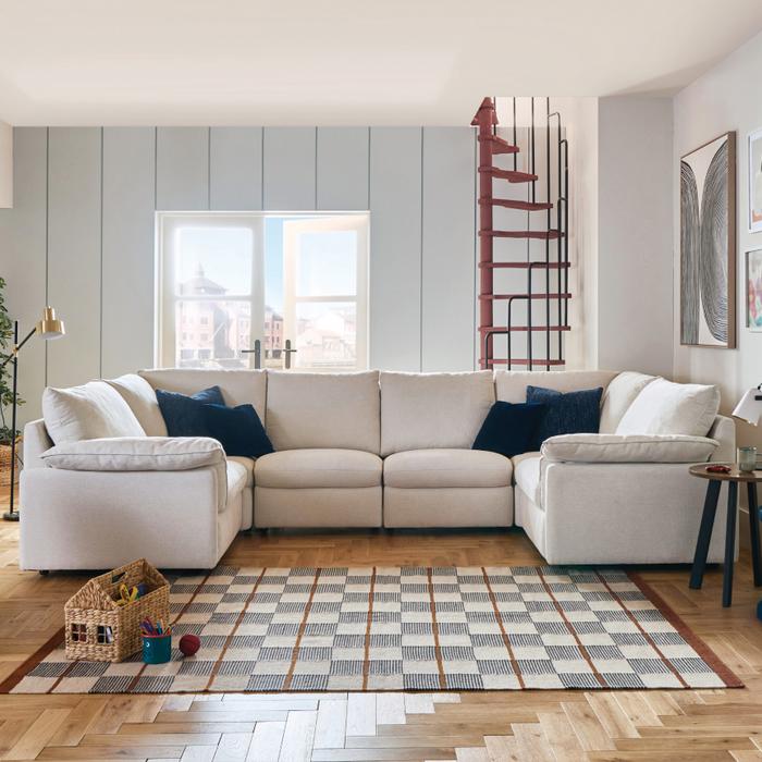 Resilience Luma u shaped corner sofa in linen