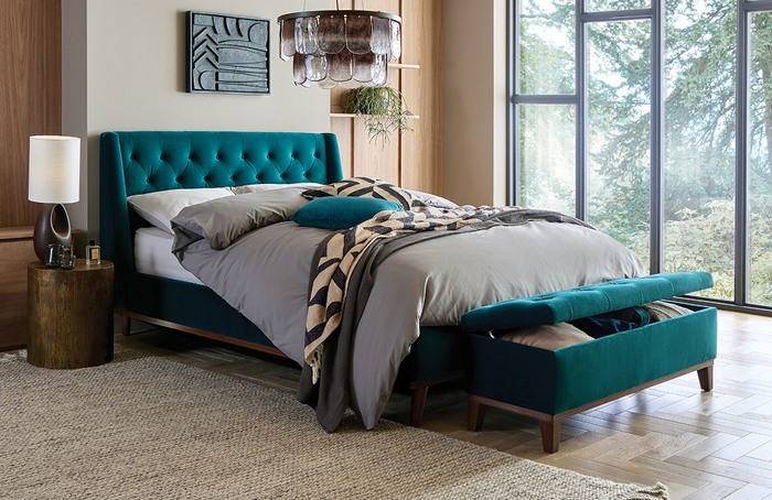 Teal coloured bedframe