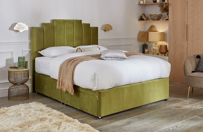 Large green coloured bedframe