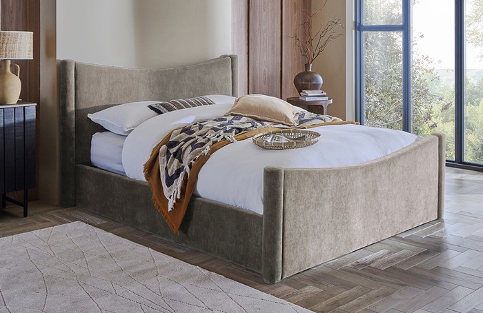 Large mink coloured bedframe