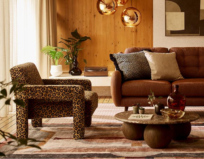 Animal print decor article with leopard accent chair