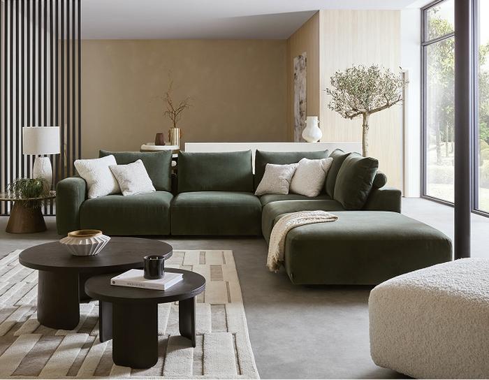 Olive green living room ideas with Grand Designs Mova sofa