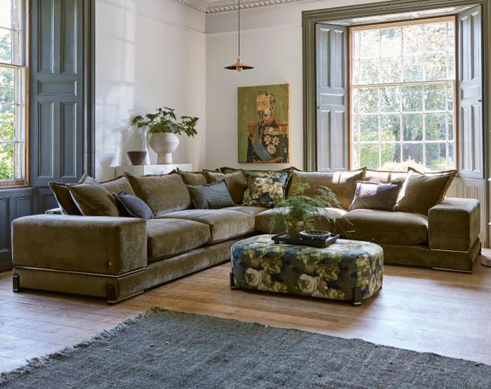 Homemover hub with dukes 3 corner 3 sofa in olive