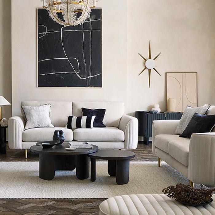 Luvvie art deco sofa with black accessories