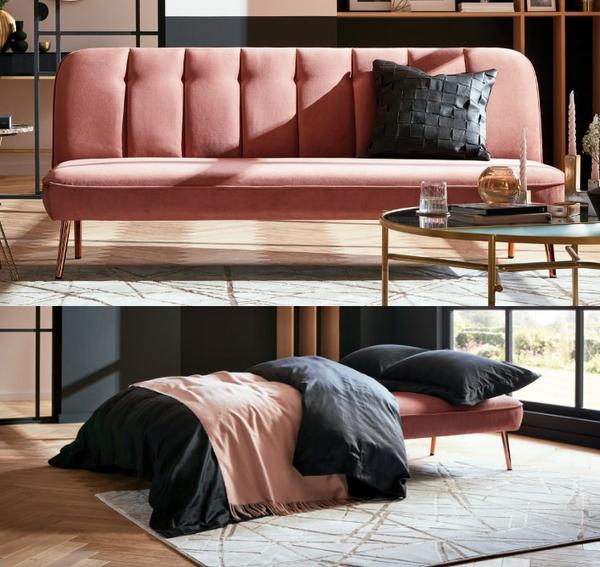 Made pink on sale velvet sofa bed