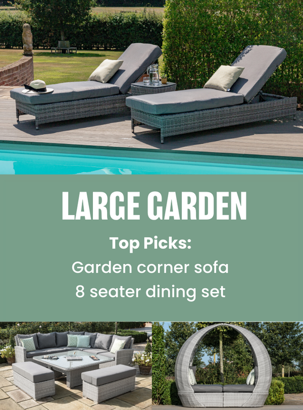 Large Garden Top Picks Garden Corner Sofa Set and 8 Seater Dining Set