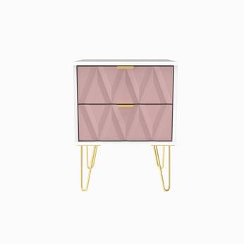 Zazu Pink 2 Drawer Bedside Table