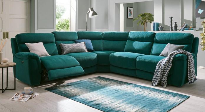 Ronan Velvet Corner Sofa in Teal