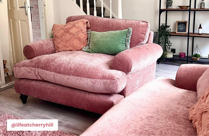 Sydney Pink Velvet Cuddler Chair