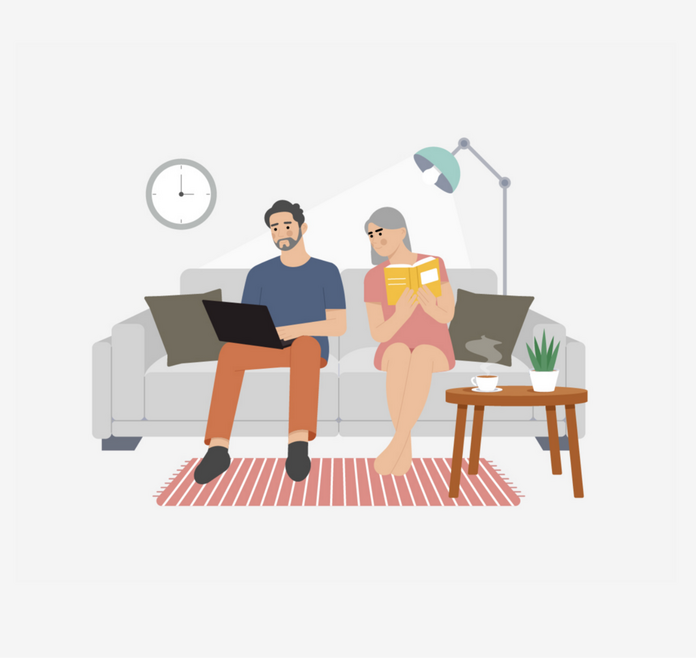 Couples Sofa Sitting Positions Mirror Image