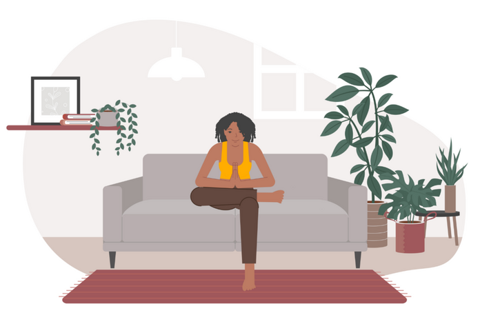 Figure of Four Sofa Yoga Pose