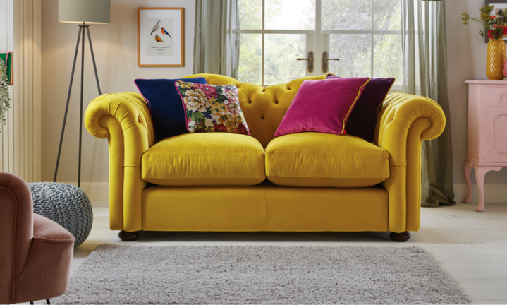 Coloured store velvet sofa