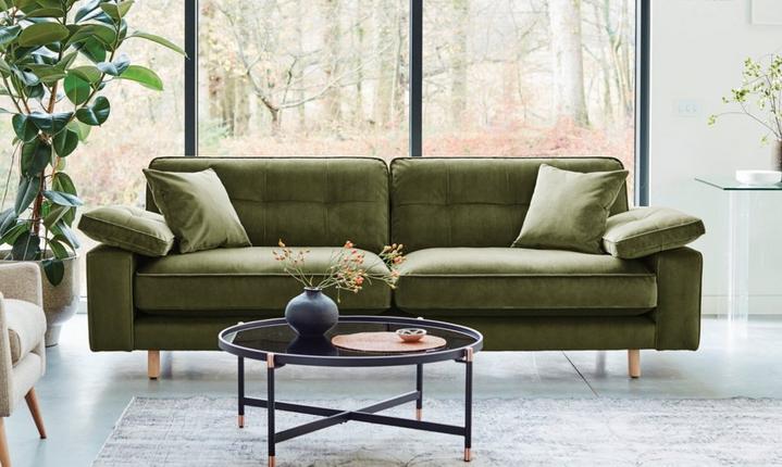 Olive green deals velvet couch