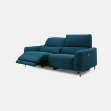 Blue fabric power recliner sofa