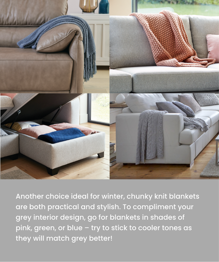 Grey living room with pink accessories outlet