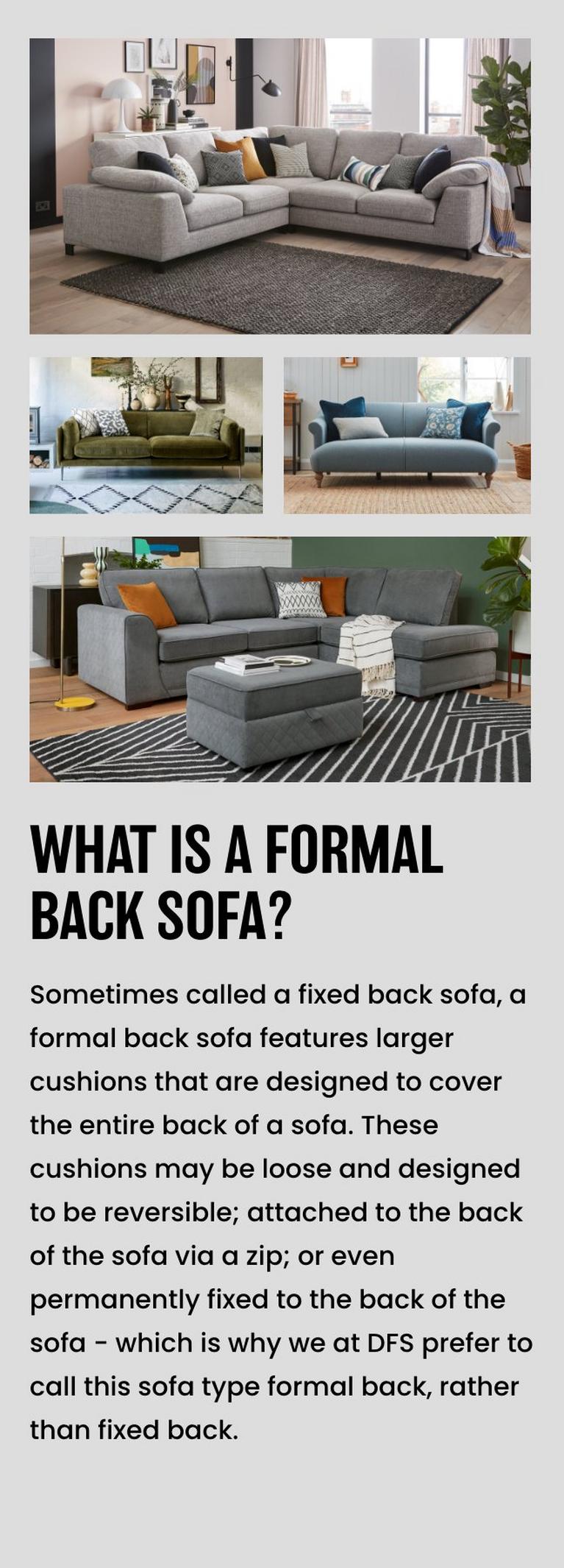 Sofa Back Style Guide Pillow Vs Formal Back Sofas DFS