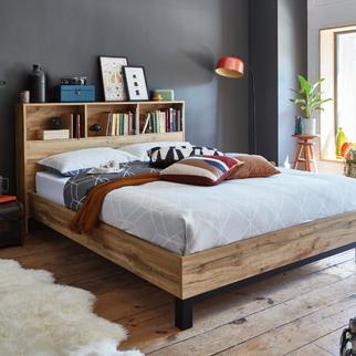 The Leon bookshelf bed with built in bookshelf against a dark grey wall