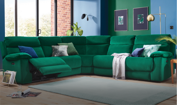 Green best sale recliner sofa