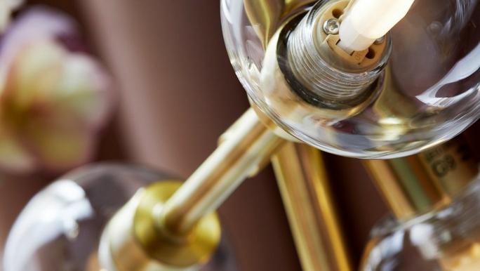 Close up of a gold ceiling light