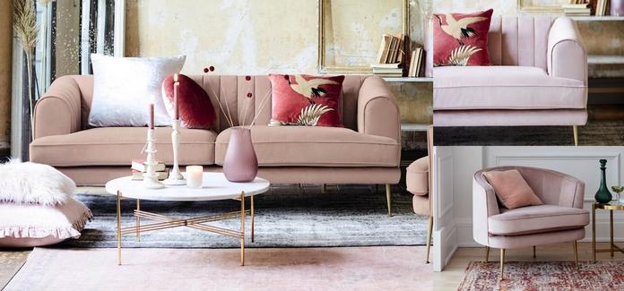 Enchanted Pink 3 Seater Sofa with Pink Armchair