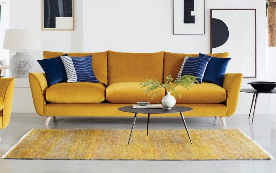 Mustard sofa deals velvet