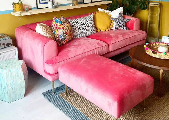 Bright pink sofa discount