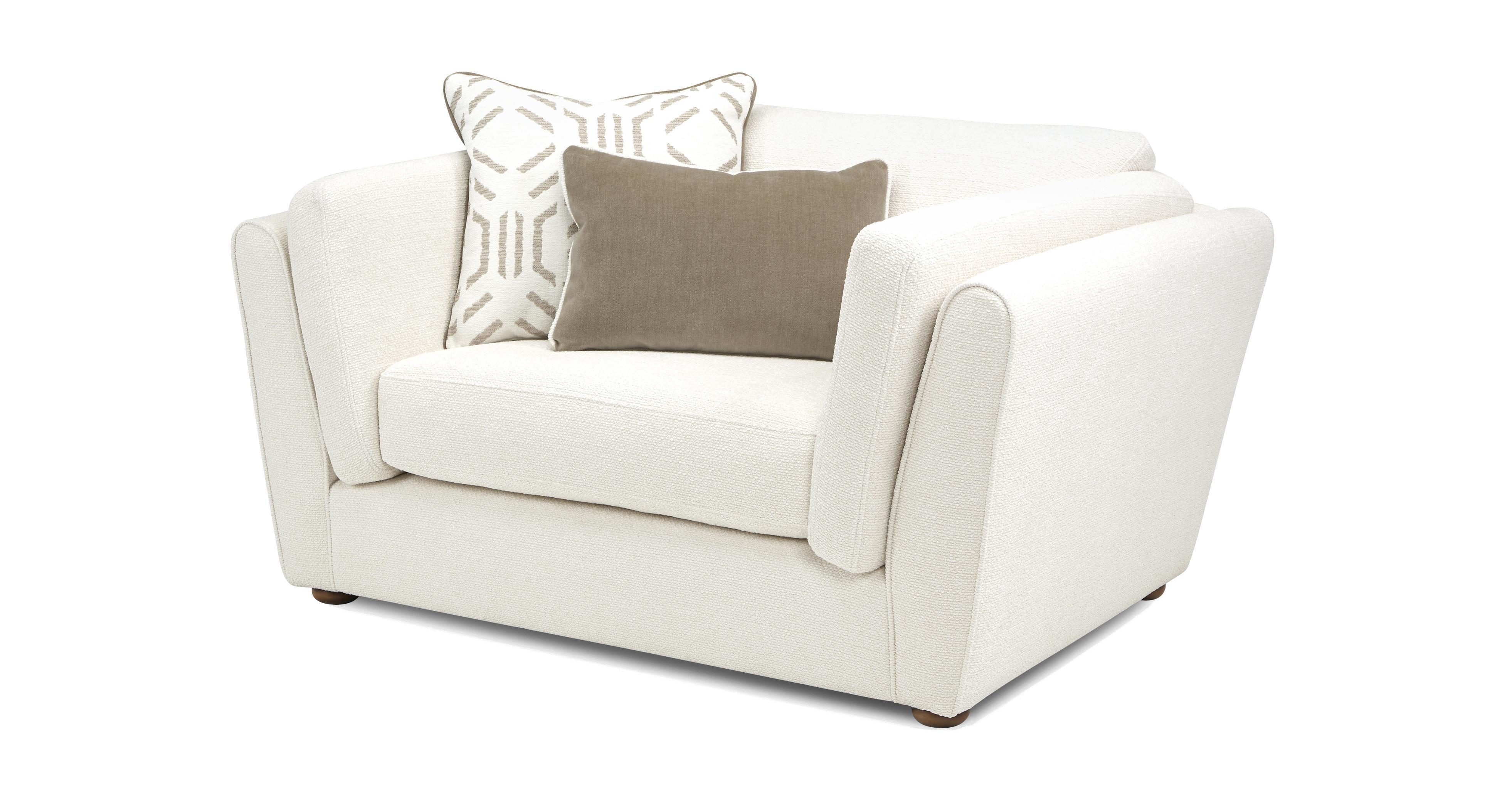 Ada-clearance Chaise Sofa, Cuddler Chair & Footstool in Ada Chenille Combination Natural and Stone Clearance Natural and Stone
