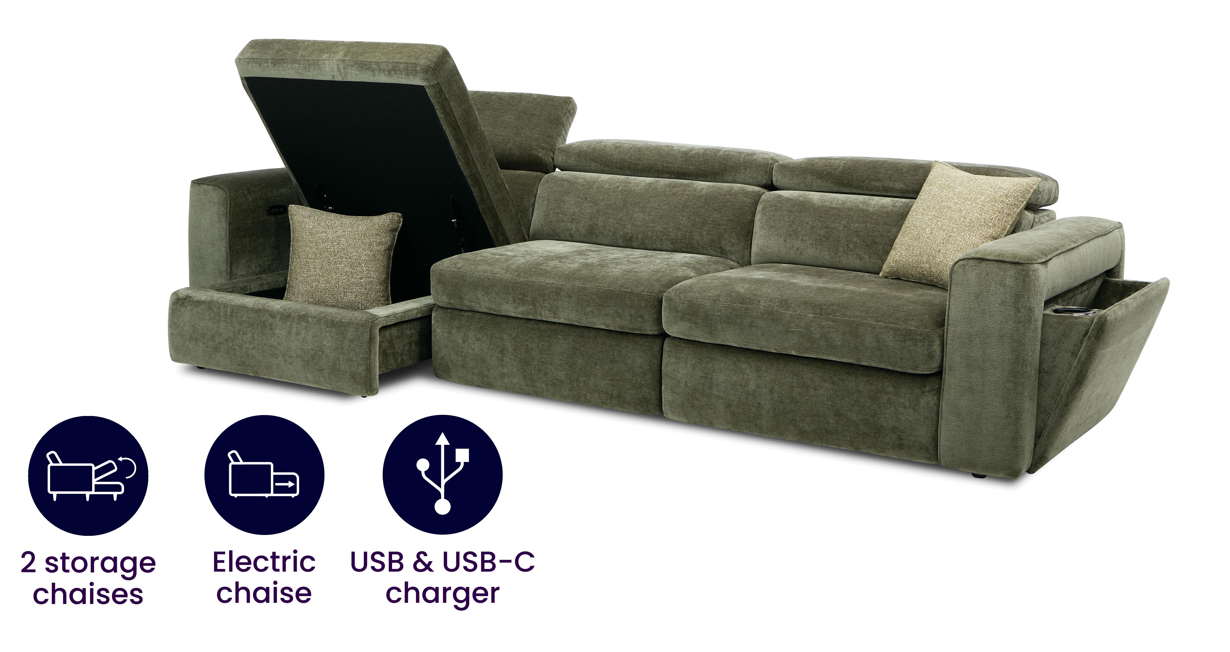3 Seat Motion Chaise 2 Storage