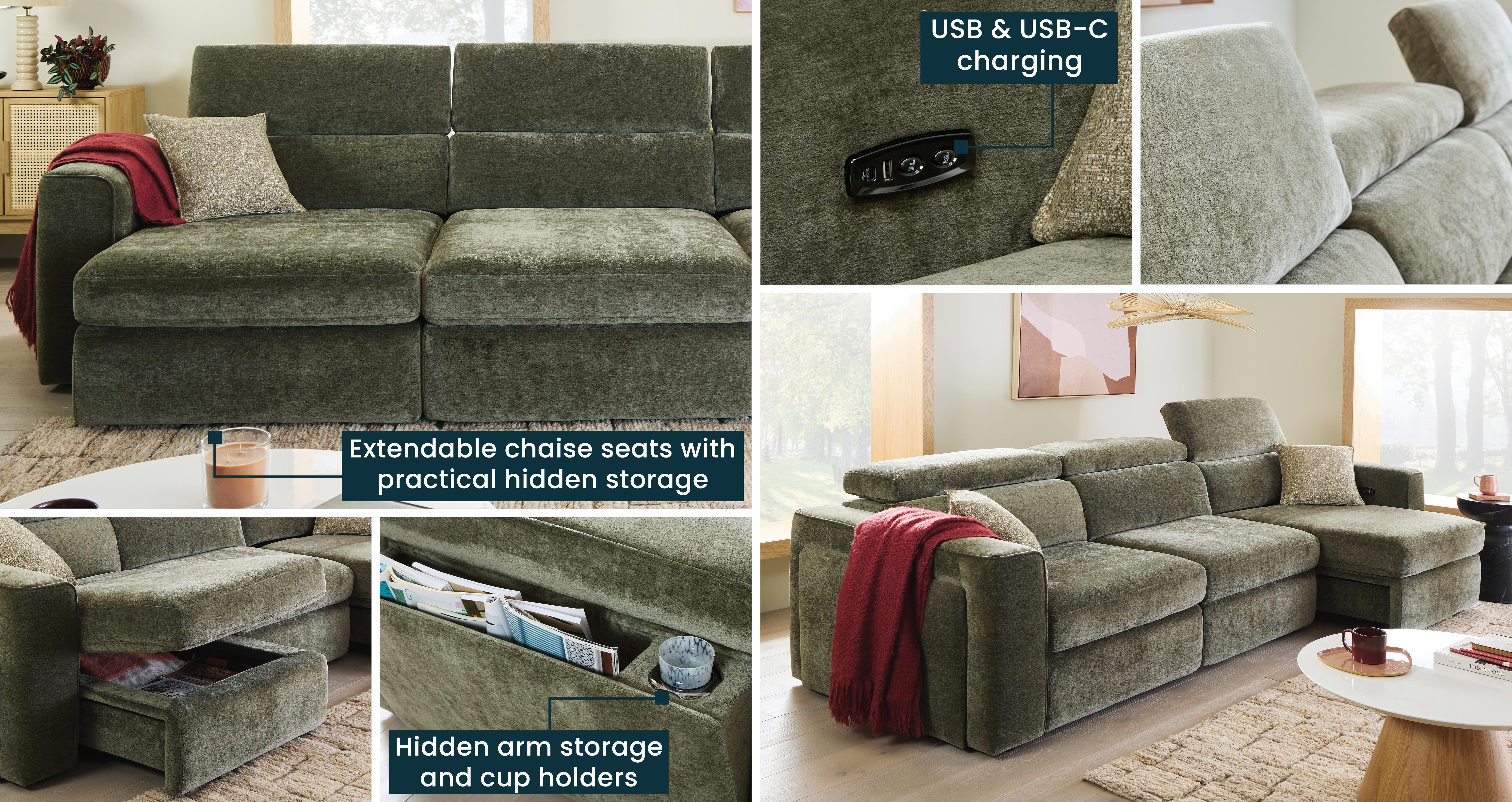 Adalee 3 Seat Motion Chaise 2 Storage in Eris Pine
