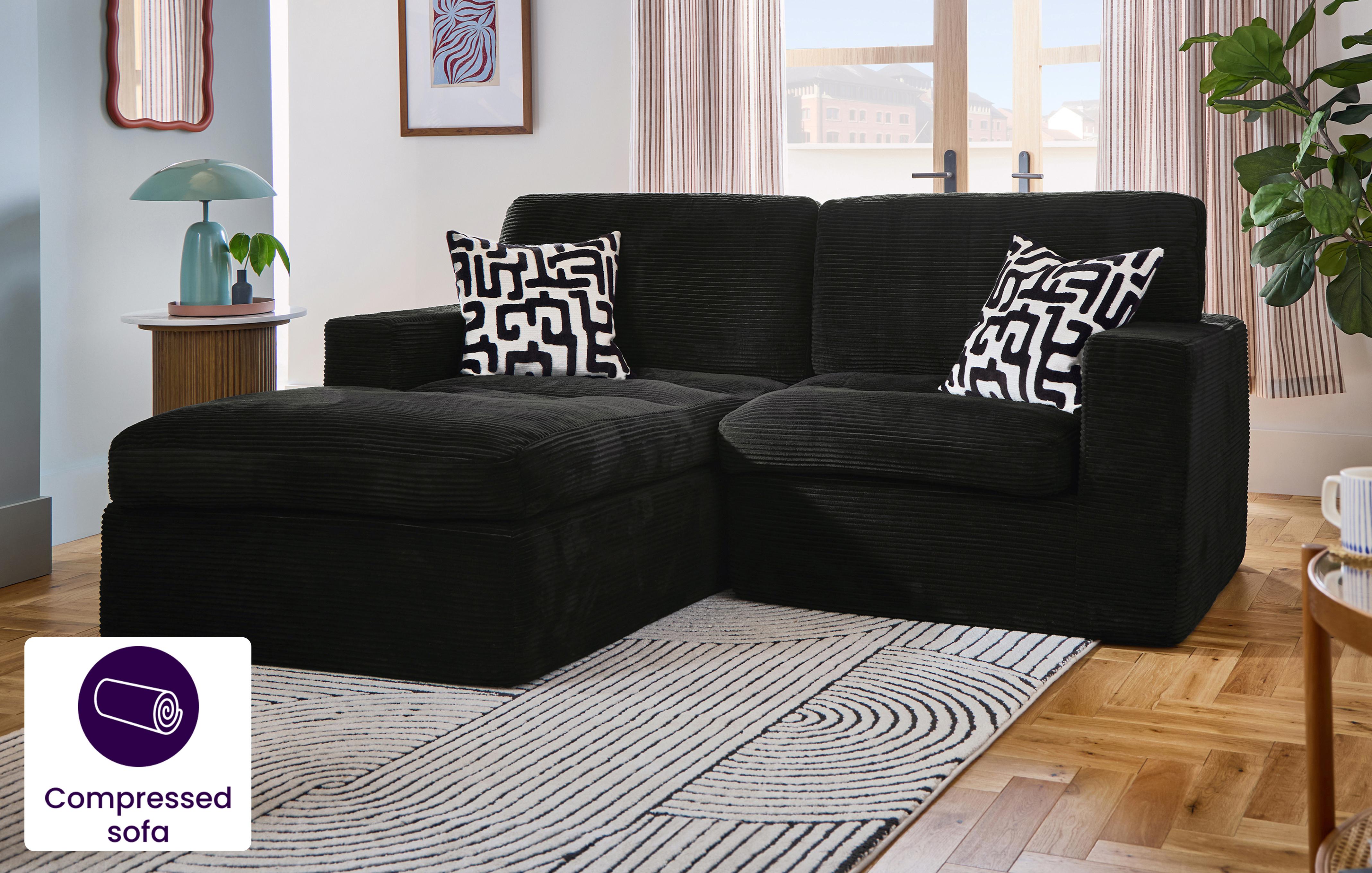Compressed Left Hand Facing Chaise Sofa