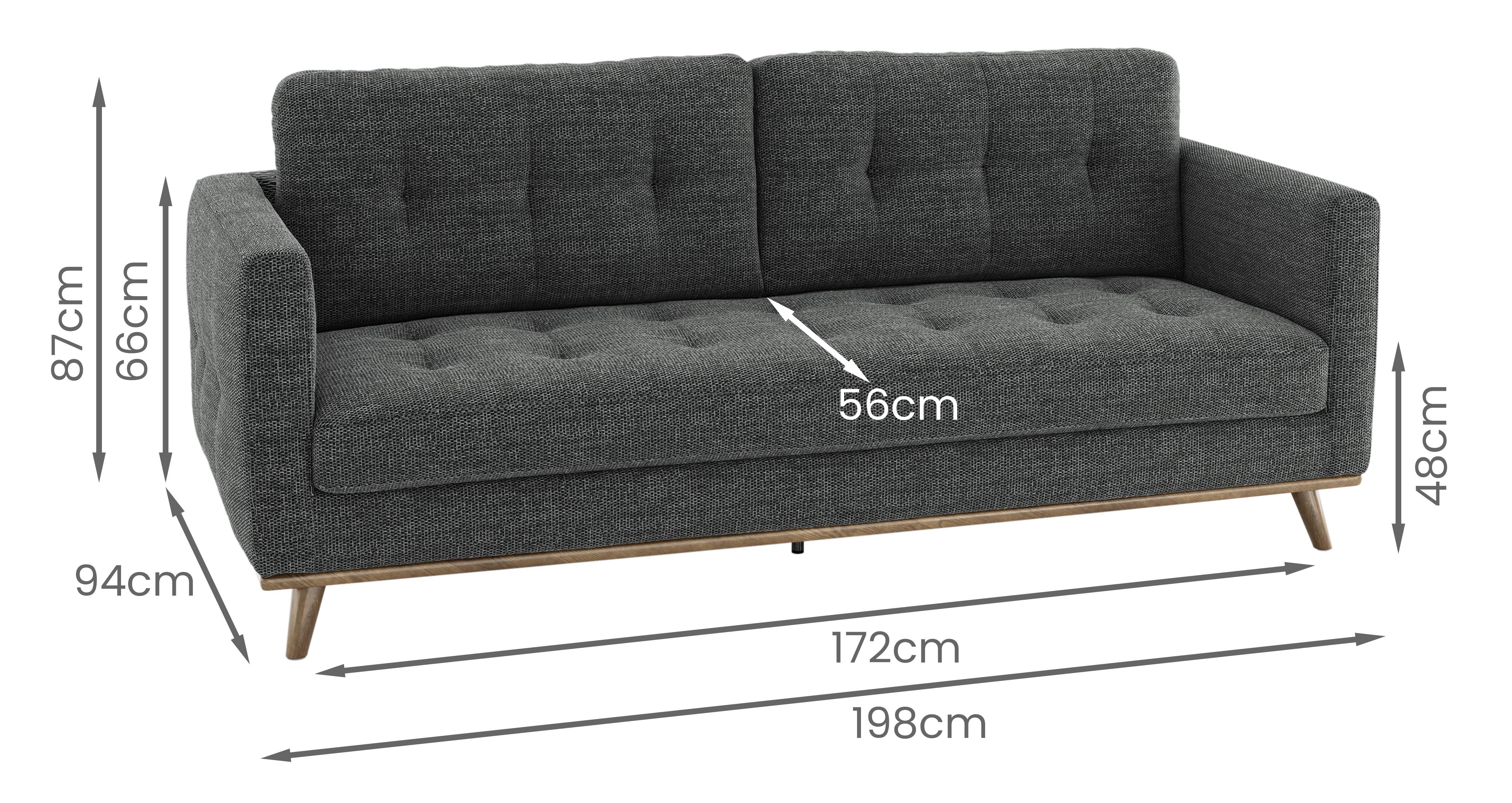 Albi 3 Seater Sofa in Callida Fabric Charcoal
