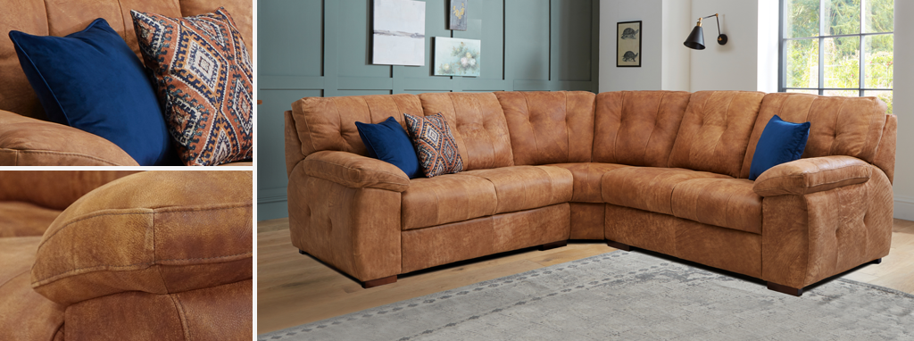 Dfs brown leather corner shop sofa