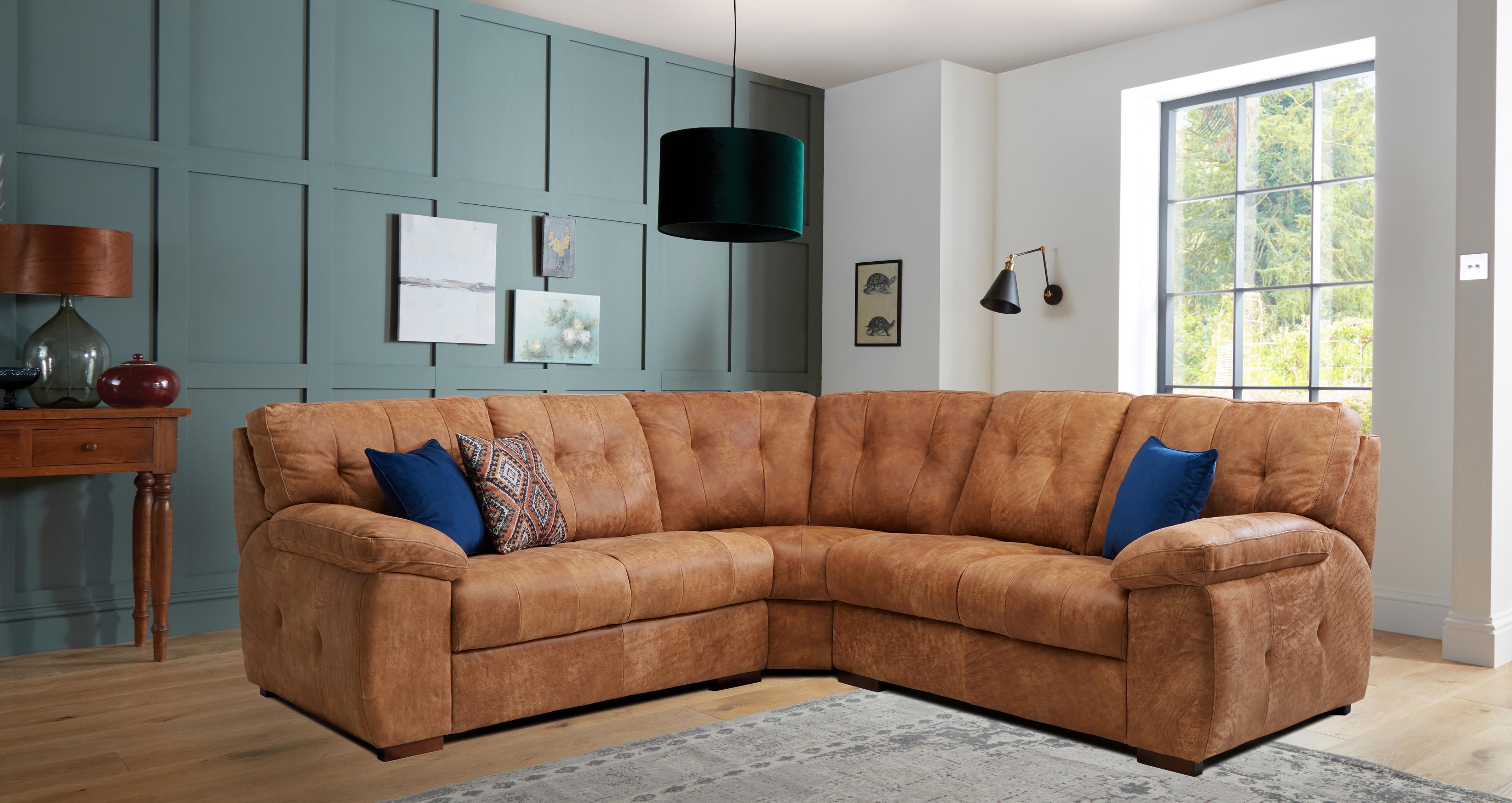 Dfs brown leather corner shop sofa