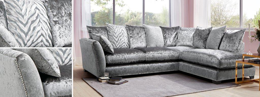 Amaze Pillow Back Left Hand Facing Arm 3 Seat Open End Corner Sofa