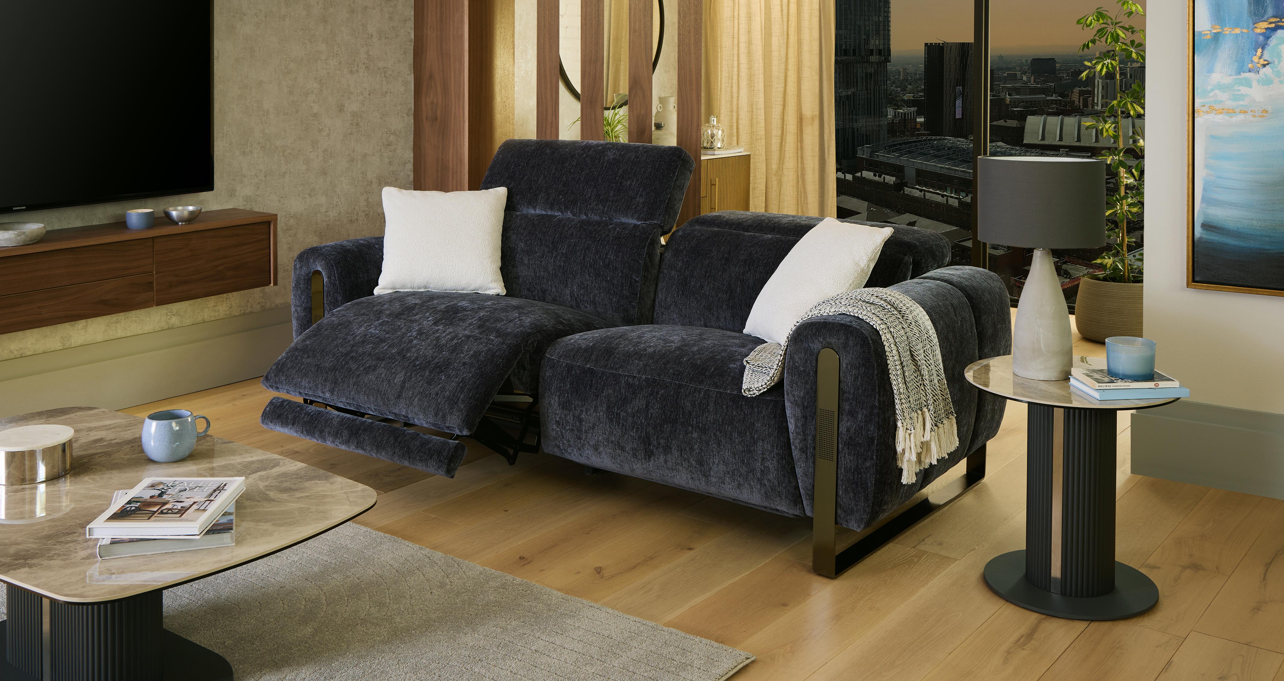 Amplify Power & Head Recliner Chair With Bluetooth, Speaker & Vibration in Borelli Denim