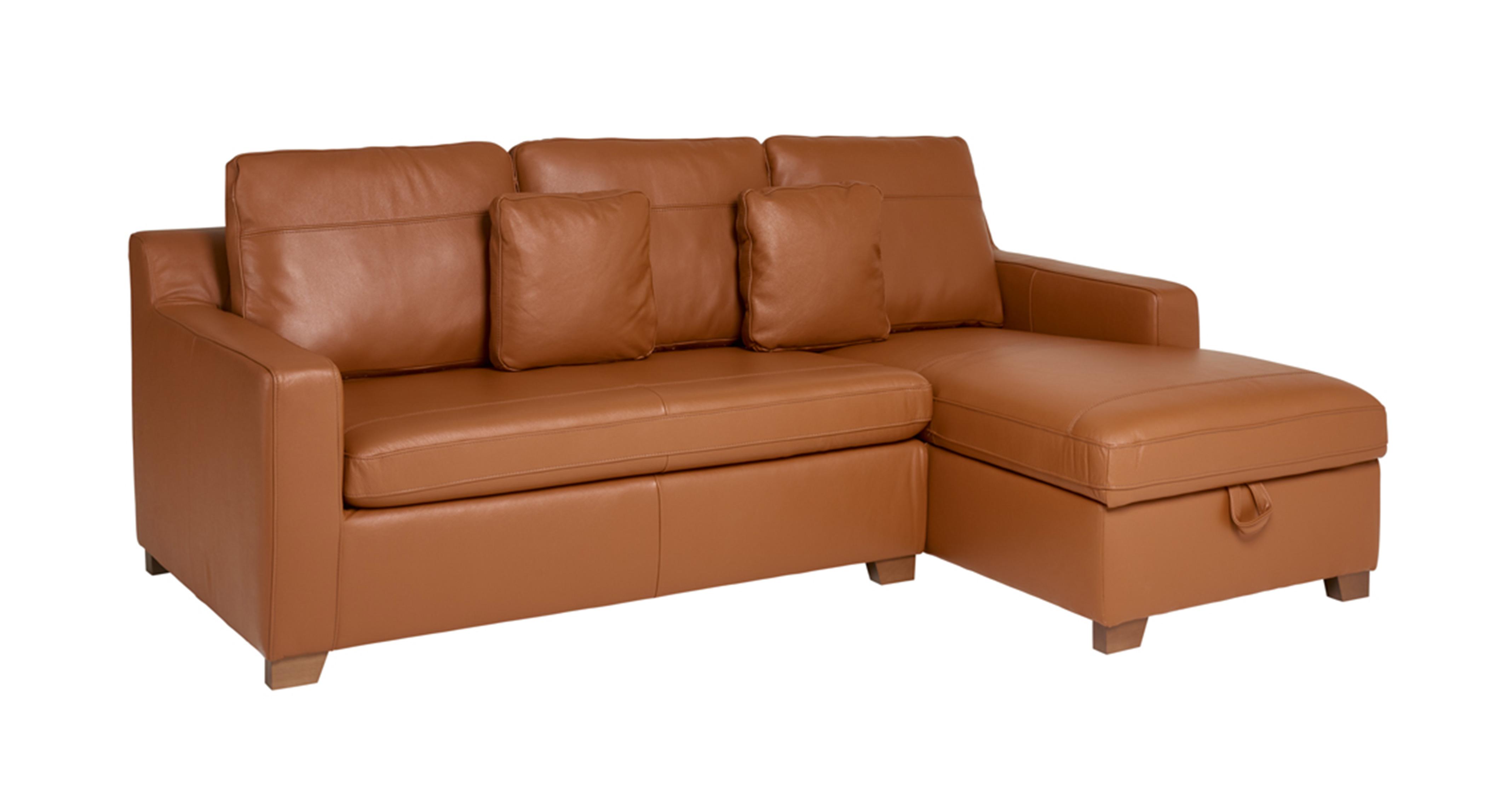 DFS Dwell Leather Right Hand Facing Chaise End Storage Sofa Bed Grano Leather Semi-aniline Leather