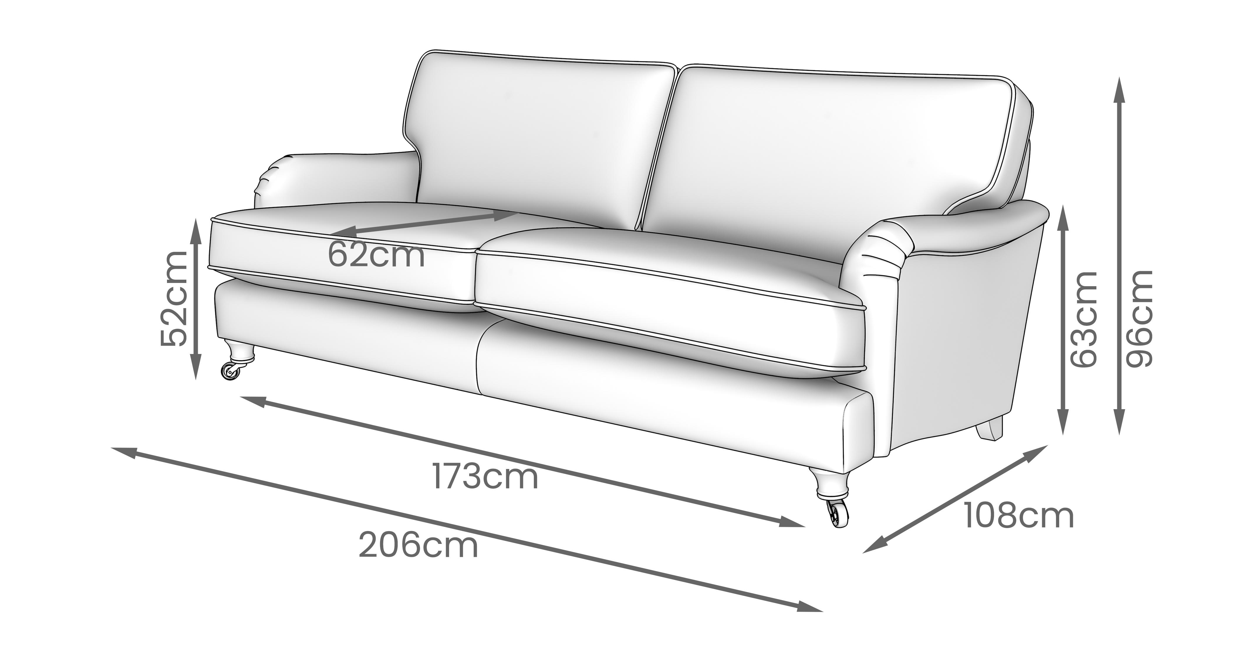 Arundel 4 Seater Sofa in Arundel Plain Fern Green with Oak Gold feet