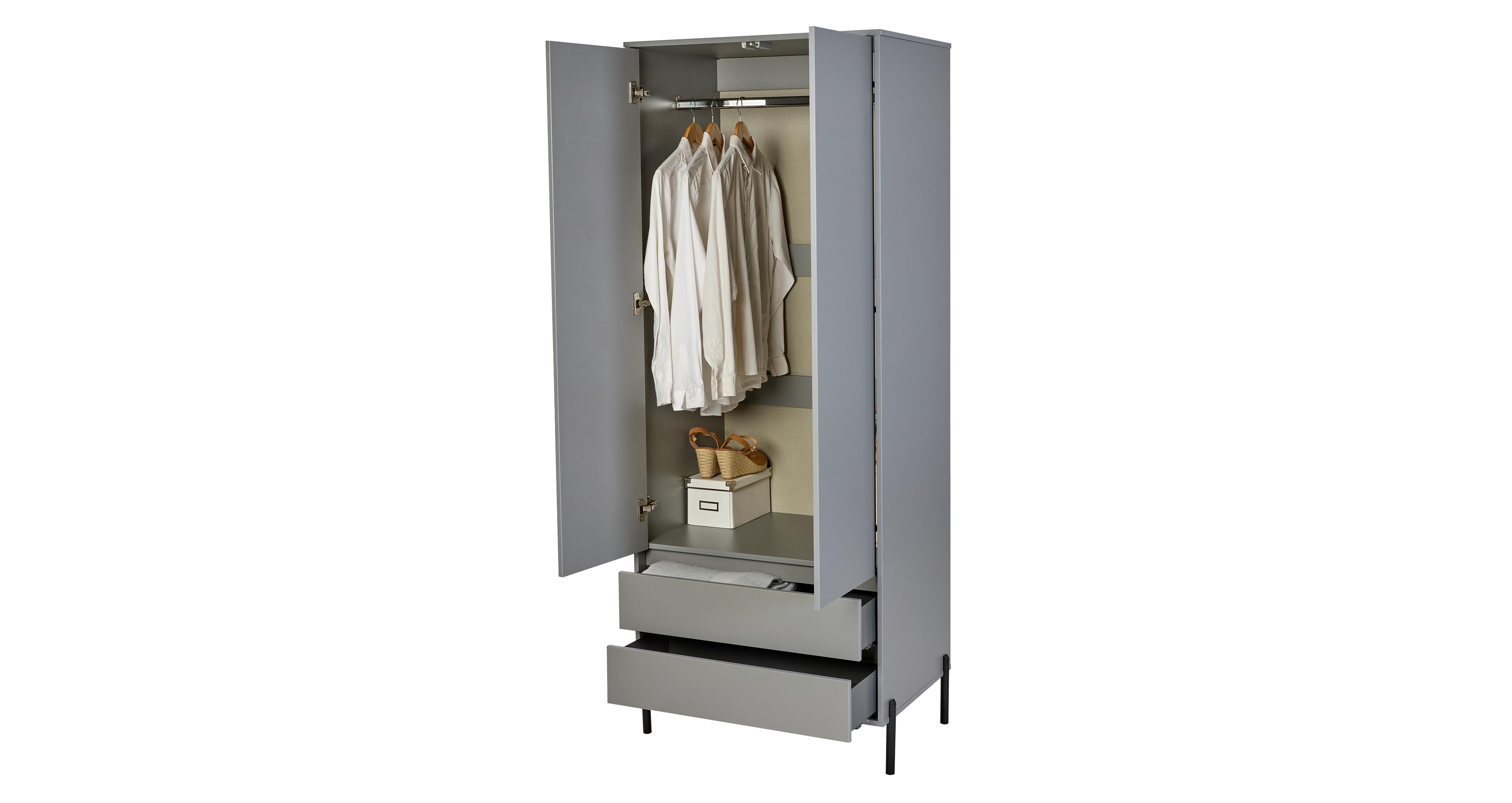 Arya 2 Door 2 Drawer Wardrobe in Arya Grey Matt