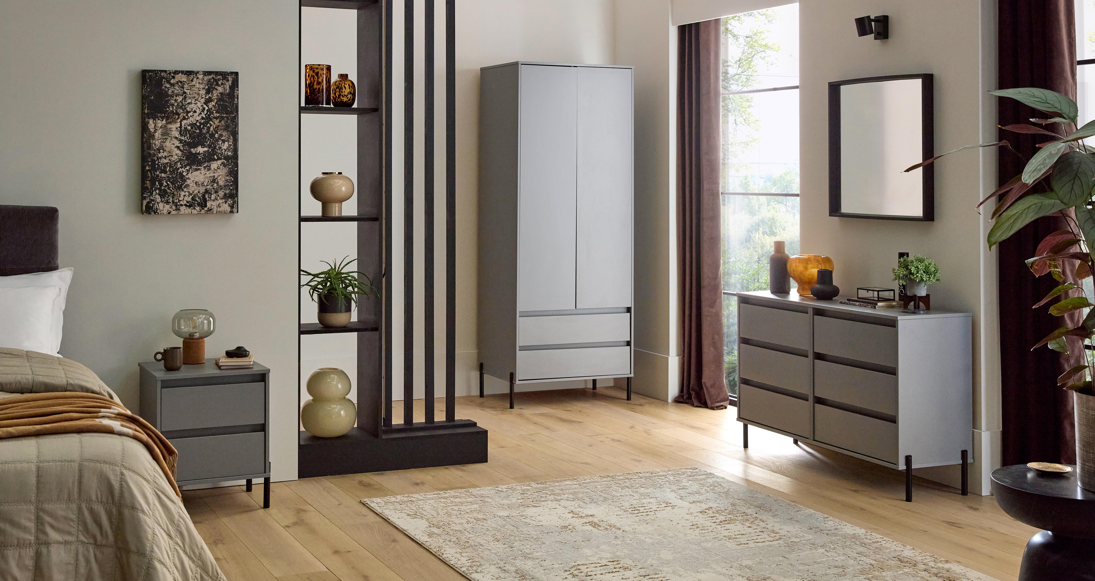 Arya 2 Door 2 Drawer Wardrobe in Arya Grey Matt