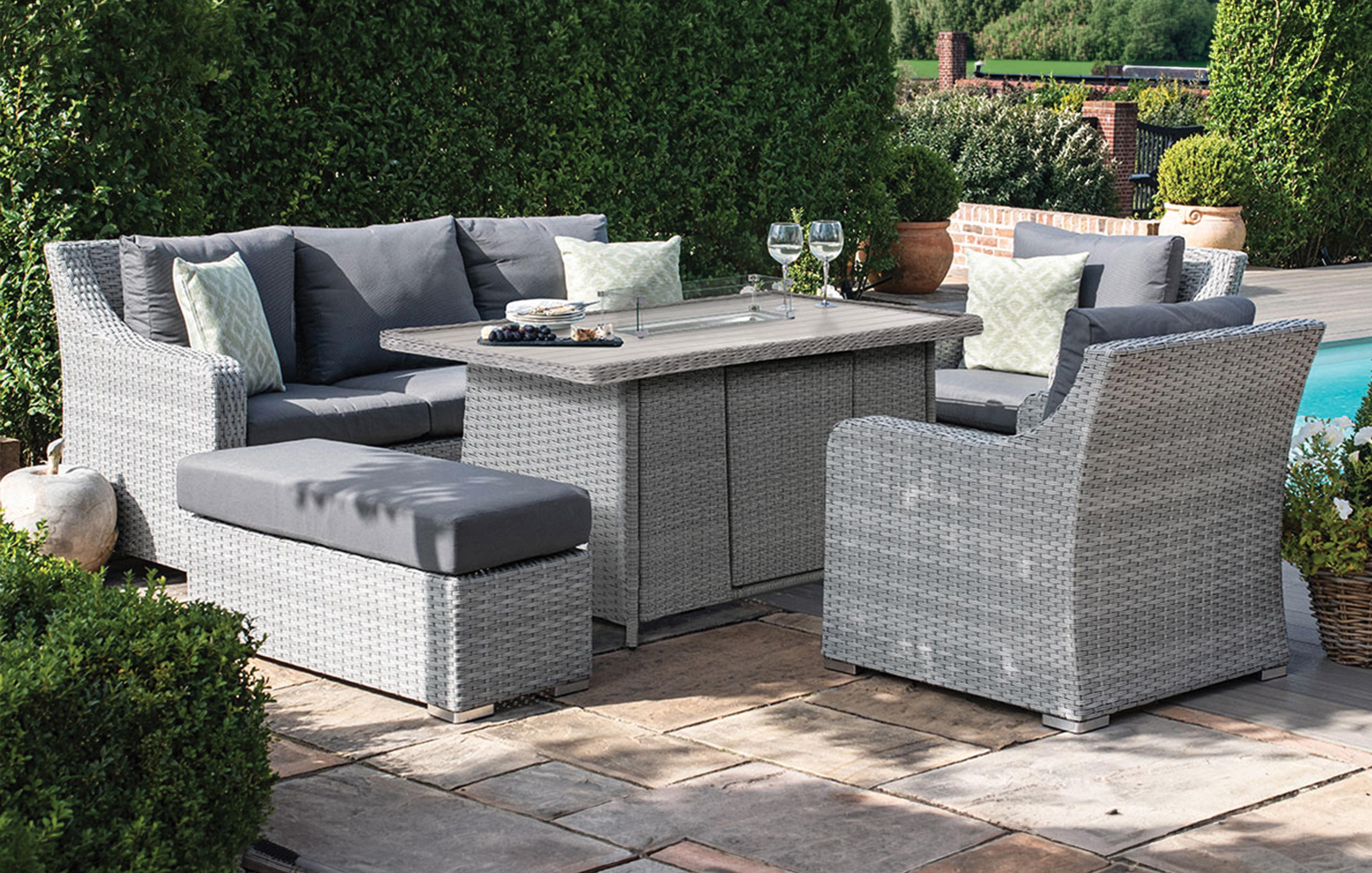 3 Seat Sofa Set with Firepit Table